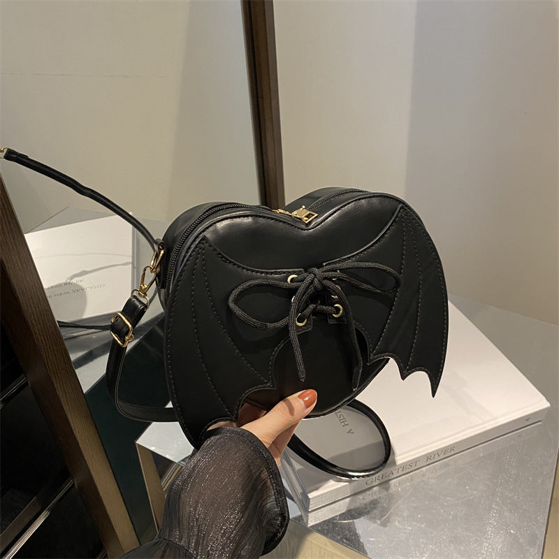Women’s Heart Shape Shoulder Bag with Bat Wing Strap Design