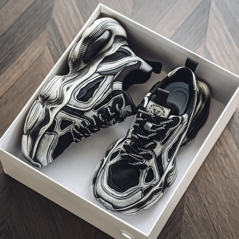 Men’s Brush Color Mesh Sneakers – Casual Height Increasing, Lightweight & Stylish Shoes