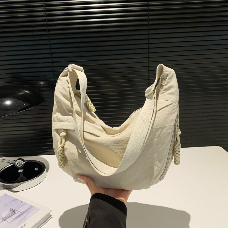 Nylon Washed Shoulder Bag – Large Capacity Crossbody for Women