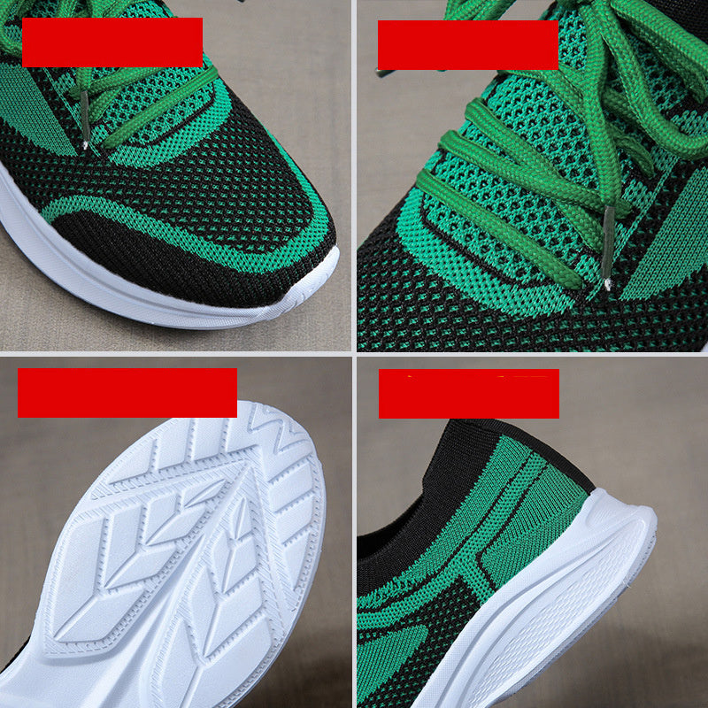Women Sneakers Lace-up Mesh Green Black Sports Shoes