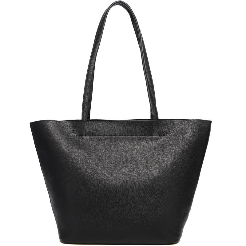 Luxury Genuine Leather Tote – Simple Large Capacity Shoulder Bag