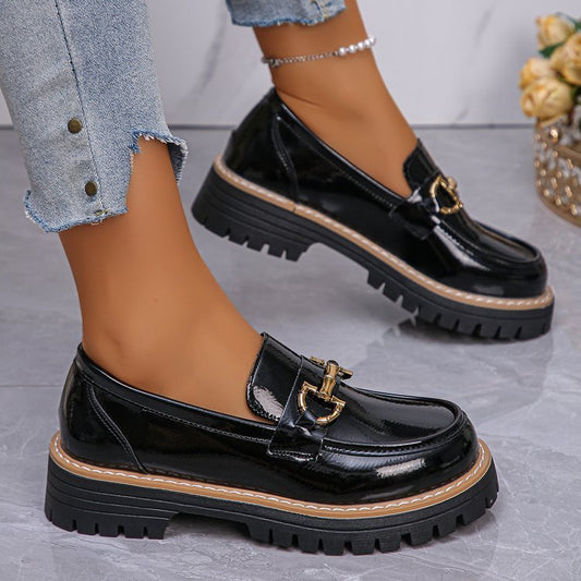 Women's Retro Chunky Heel Pumps | Color Block Platform Casual Shoes