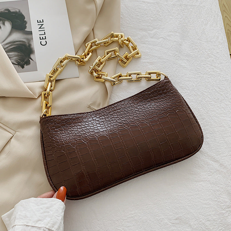 Stylish Patent Leather Small Bag | Hand-Carry Personality Armpit Baguette Purse