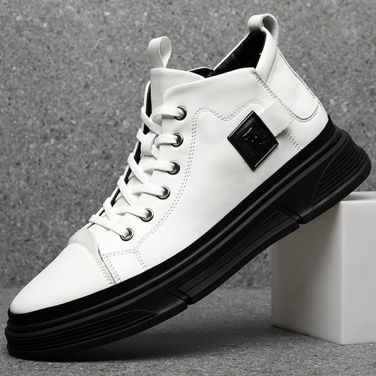 Men’s High-Top Leather Shoes – Winter Casual Footwear