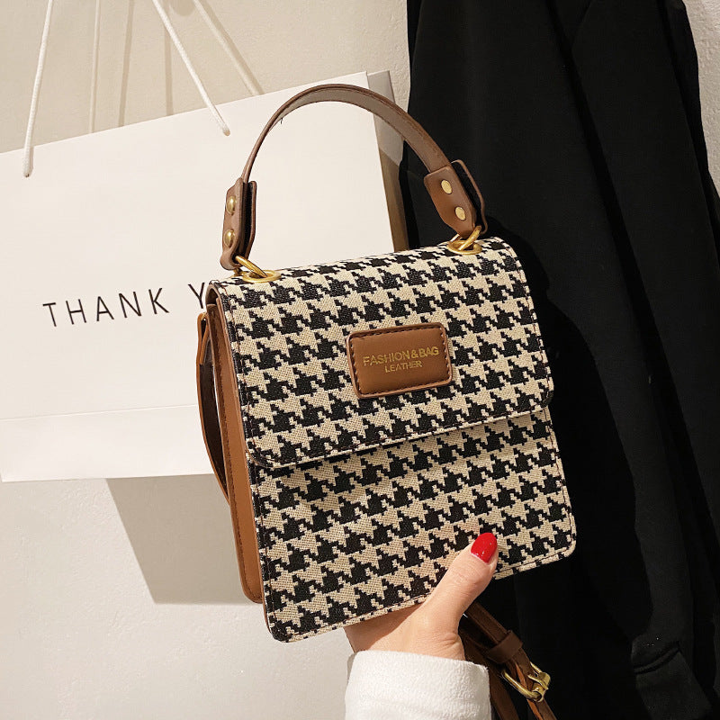 Fashion Plaid Messenger Bag Handheld One Shoulder Small Square Bag