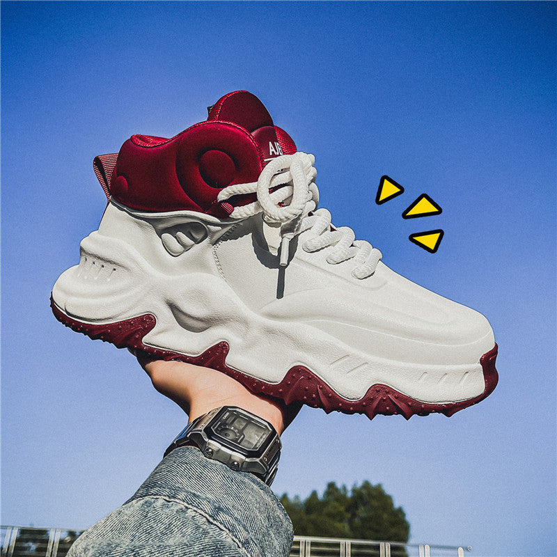 Men’s Mid-Top Fashion Sneakers – Thick Bottom & Non-Slip