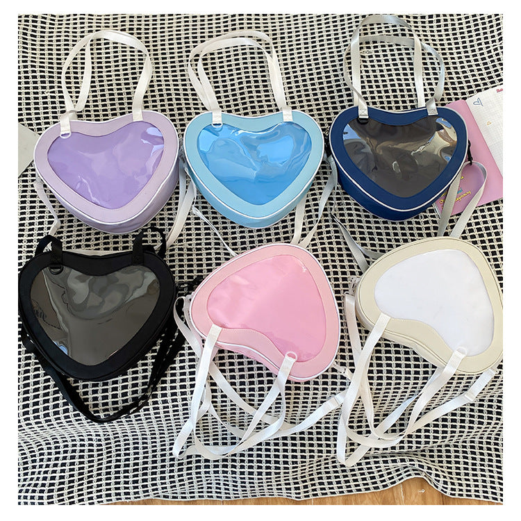 Simple Transparent Heart-Shaped Crossbody Bag for Women