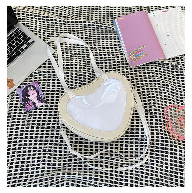 Simple Transparent Heart-Shaped Crossbody Bag for Women