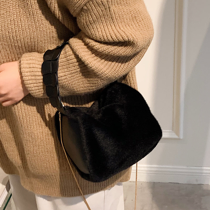 Women’s Small Furry Crossbody Bag – Autumn & Winter Handbag