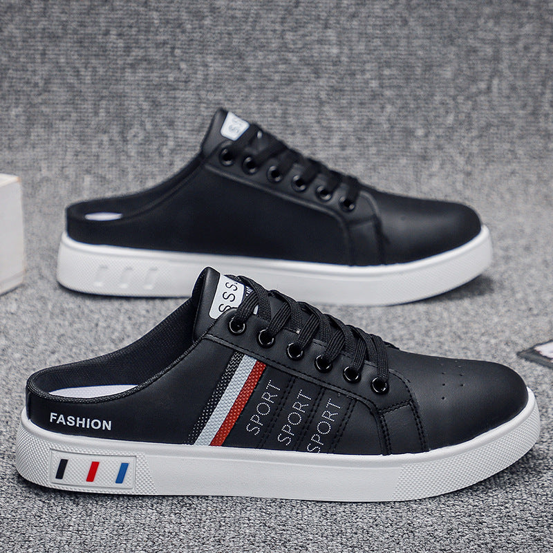 Men’s Breathable Summer Shoes – White Casual Semi-Slippers