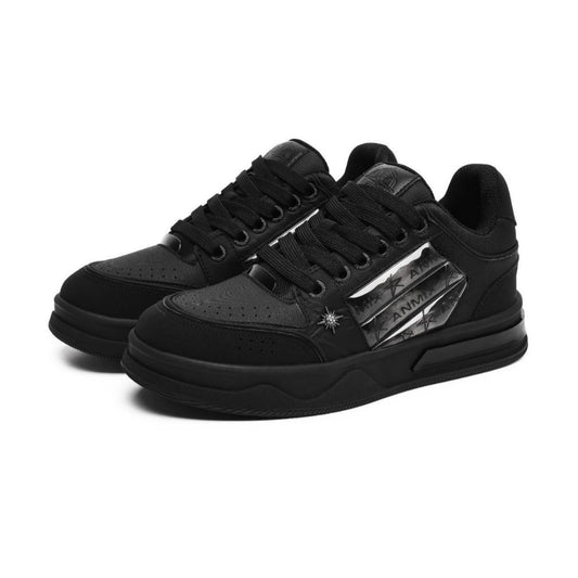 Unisex Fashion Platform Sneakers – Black Star Pattern All-Match Design