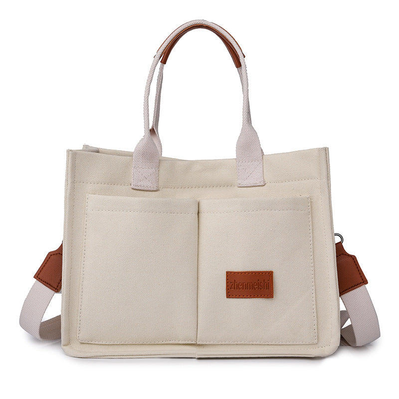 Women’s Canvas Tote Bag – Large Capacity Multi-Pocket Crossbody