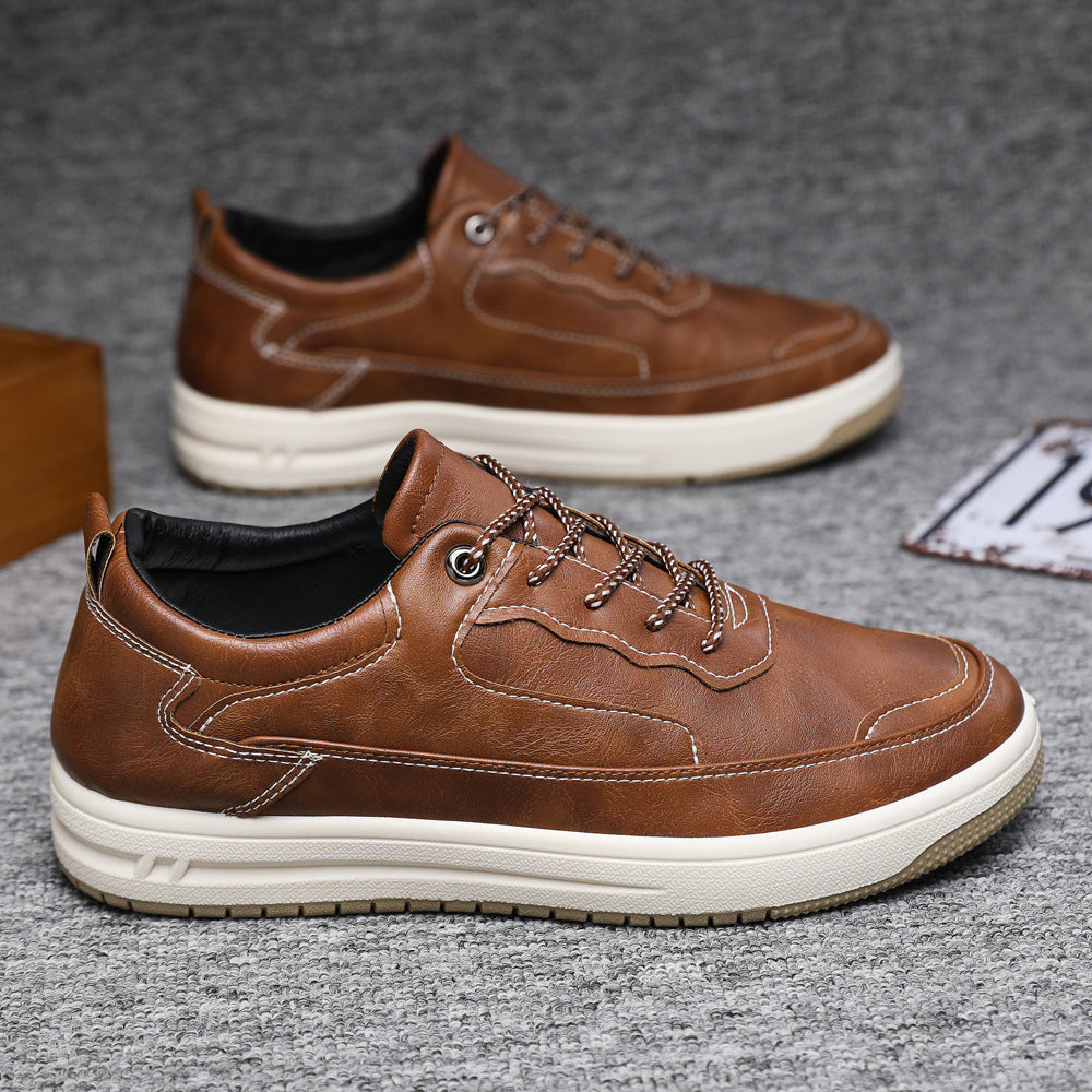Men's Low-Top Leather Sneakers – Warm Casual Shoes