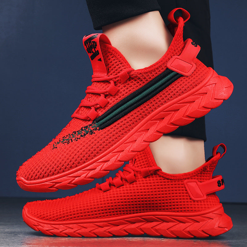 Men’s Breathable Red Summer Sneakers – Everyday Lightweight Shoes