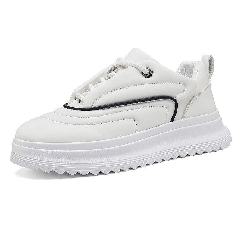Men’s PU Leather Height Increasing Shoes – Versatile Student Thick Bottom Casual Sports Sneakers