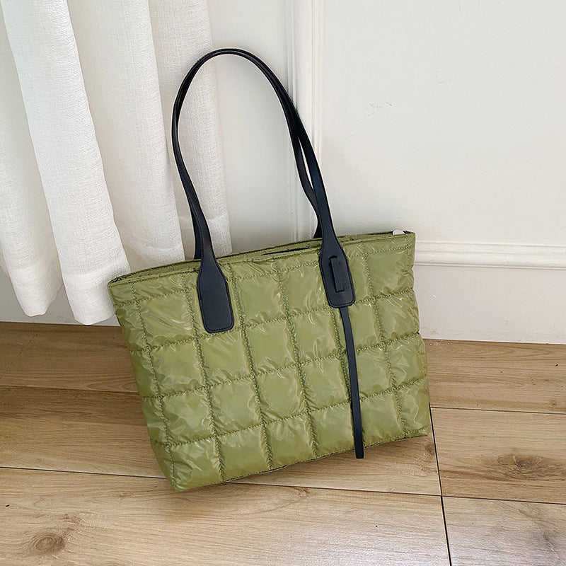 Women’s Fashion Quilted Bag | Trendy Solid Color Practical Large Handbag