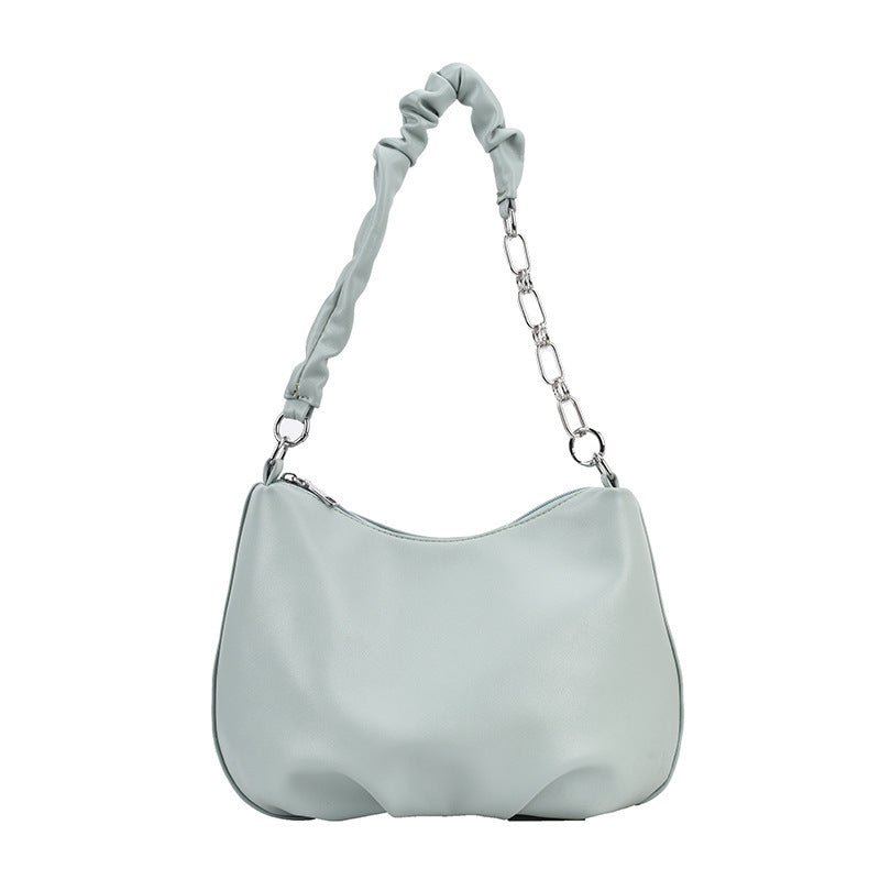 Trendy Pearl Chain Small Bag | Soft Leather Shoulder & Underarm Handbag