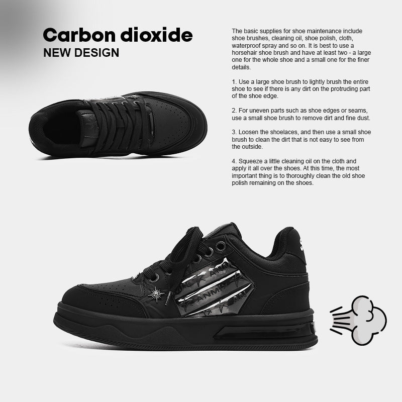 Unisex Fashion Platform Sneakers – Black Star Pattern All-Match Design