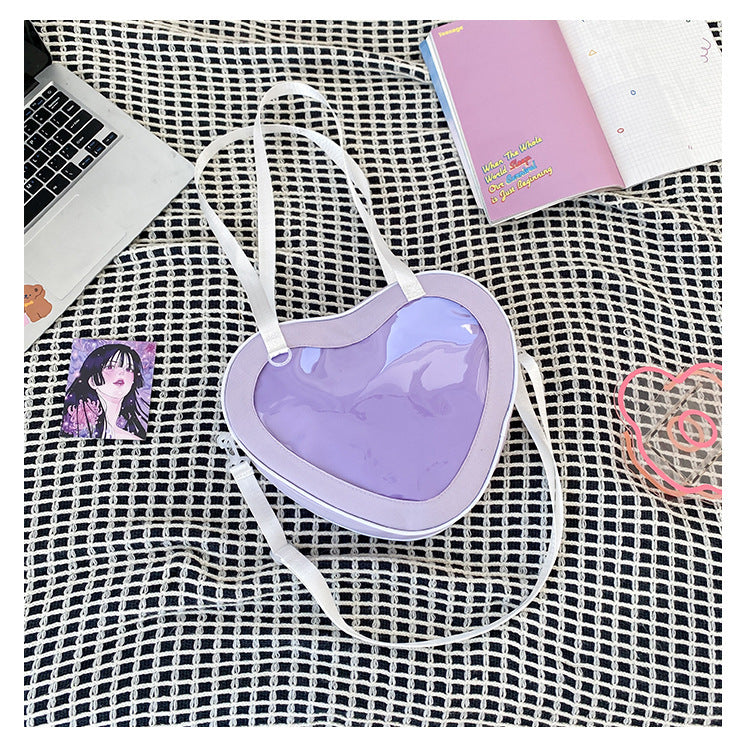 Simple Transparent Heart-Shaped Crossbody Bag for Women