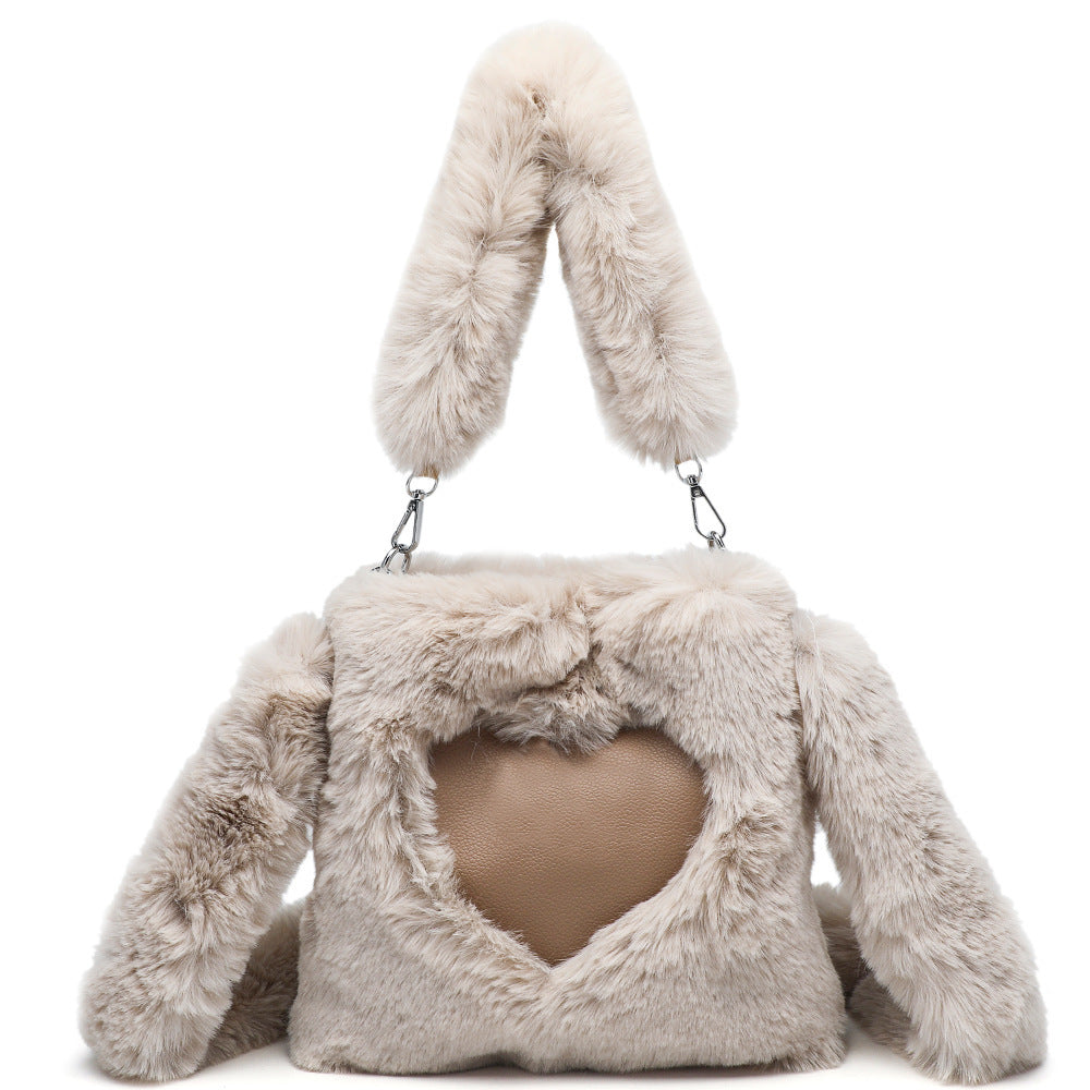 Women’s Plush Shoulder Bag – Fluffy Top-Handle Tote for Autumn Winter