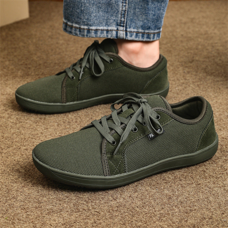 Men’s Low-Top Lace-Up Sneakers – Outdoor Non-Slip Wide Toe Casual Shoes