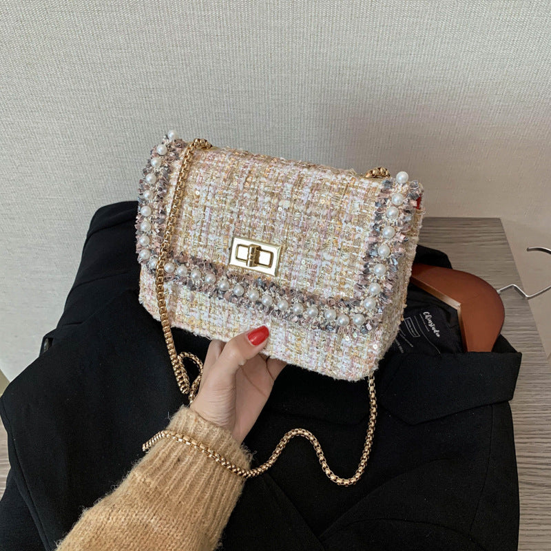 New Fashion Woolen Chain Bag – Western Style One-Shoulder Diagonal Bag
