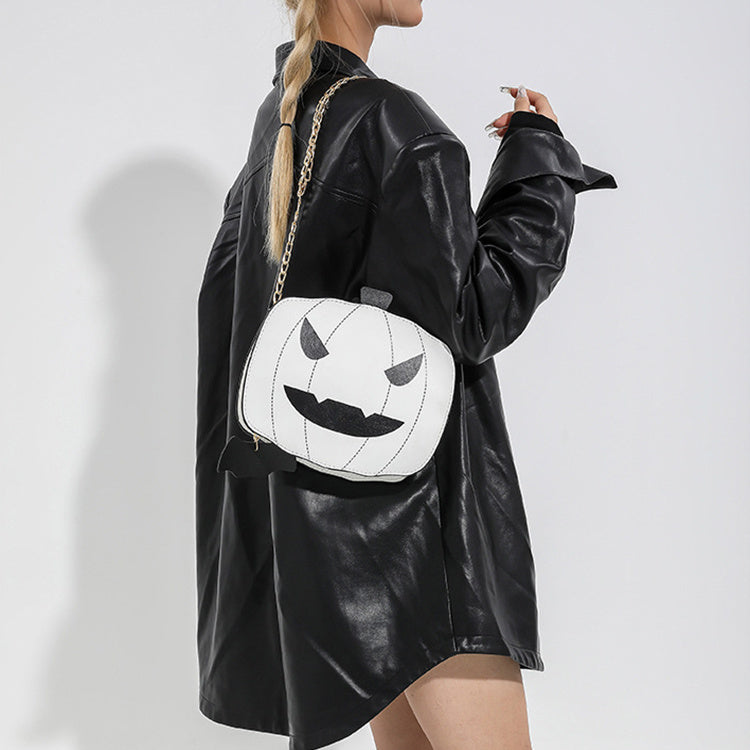 Halloween Pumpkin Shoulder Bag – Funny Cartoon Chain Crossbody for Women