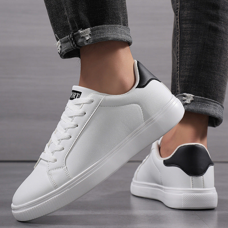 Men’s Versatile White Sneakers – Breathable Student Casual Running Shoes