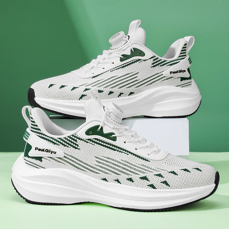 Men’s Casual Sports Shoes – Fly-knit Mesh Rotating Buckle Running Sneakers
