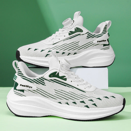 Men’s Casual Sports Shoes – Fly-knit Mesh Rotating Buckle Running Sneakers