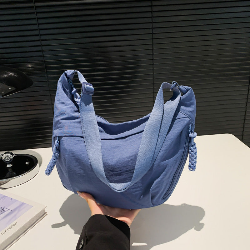Nylon Washed Shoulder Bag – Large Capacity Crossbody for Women