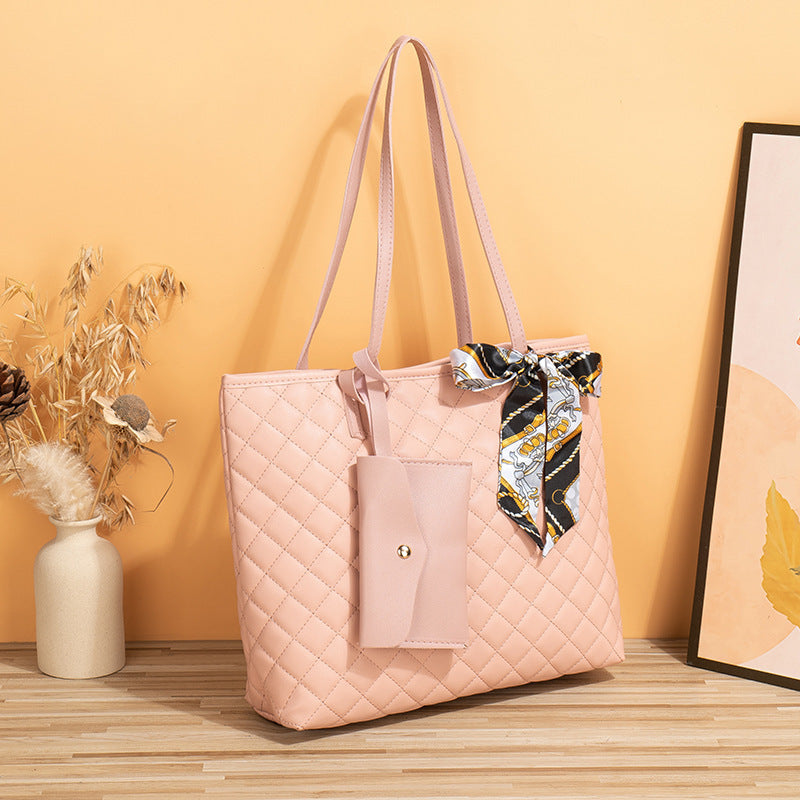 Women's Large Capacity Diamond Plaid Tote Bag