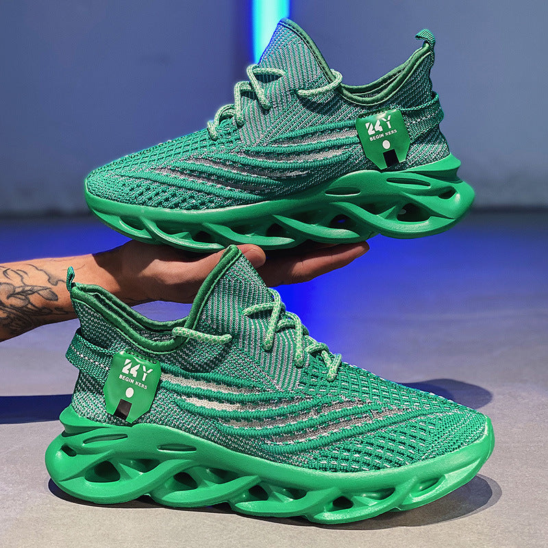 Men’s Flyknit Running Shoes – Breathable Mesh Platform Casual Sneakers