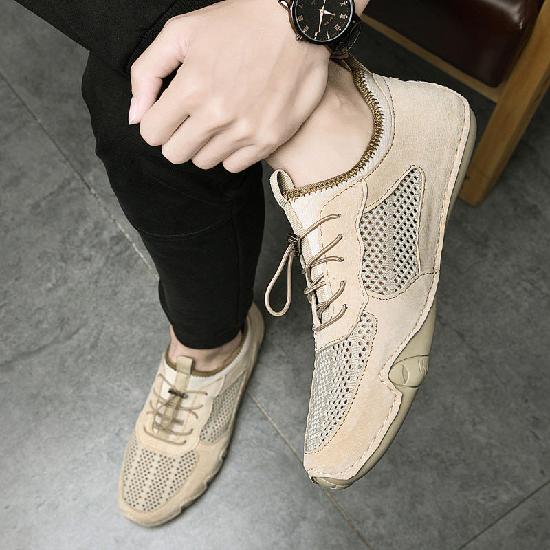 Men’s Slip-On Leather Shoes – Breathable Driving & Casual Sneakers