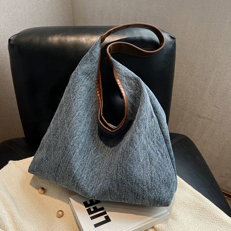 Women’s Denim Bucket Bag – Fashionable Tote Handbag for Shopping