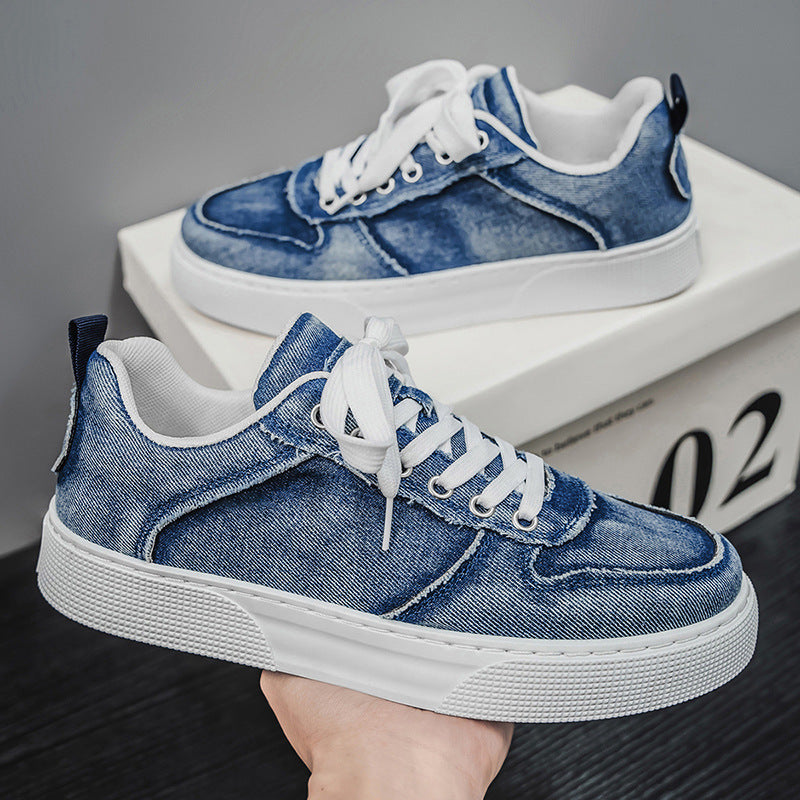 Men’s Casual Canvas Shoes – Versatile Denim Stitching Trendy Sneakers