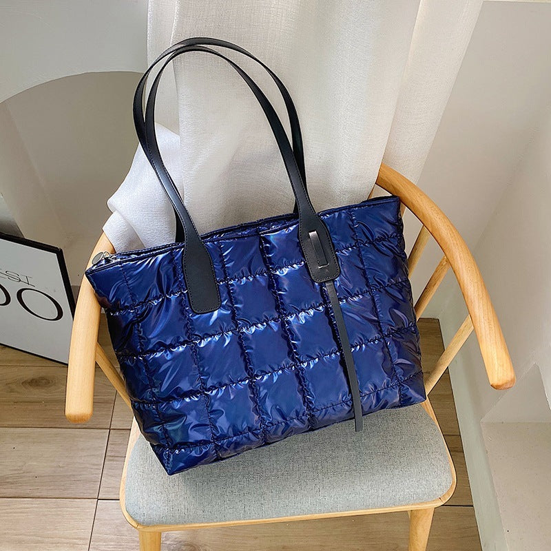 Women’s Fashion Quilted Bag | Trendy Solid Color Practical Large Handbag