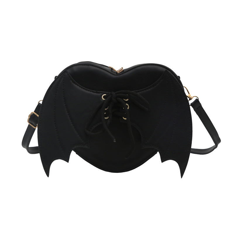 Women’s Heart Shape Shoulder Bag with Bat Wing Strap Design