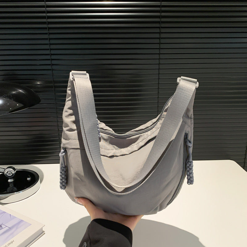 Nylon Washed Shoulder Bag – Large Capacity Crossbody for Women