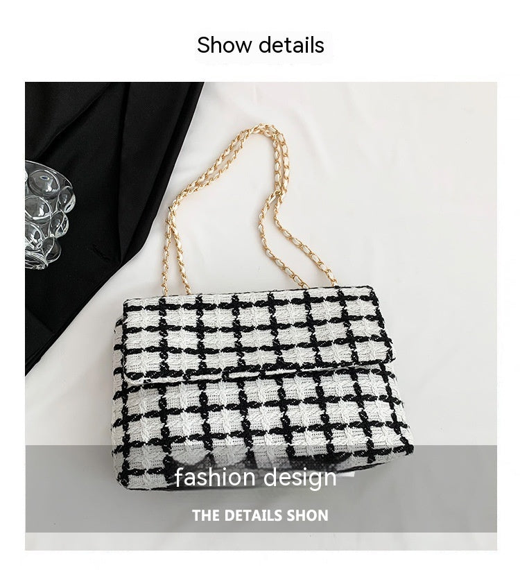 Women’s Autumn Check Pattern Shoulder Bag | Trendy Plaid Fashion Handbag