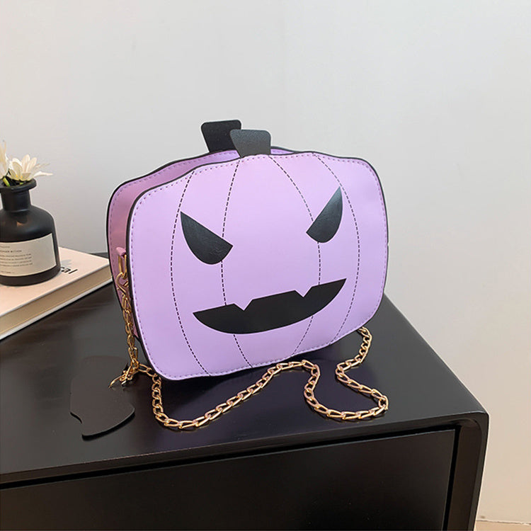Halloween Pumpkin Shoulder Bag – Funny Cartoon Chain Crossbody for Women
