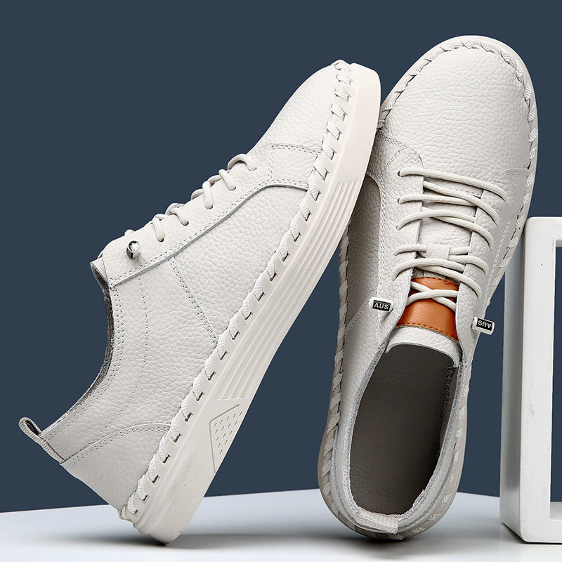 Men’s Cowhide Leather Sneakers – Soft, Breathable & Sweat-absorbing
