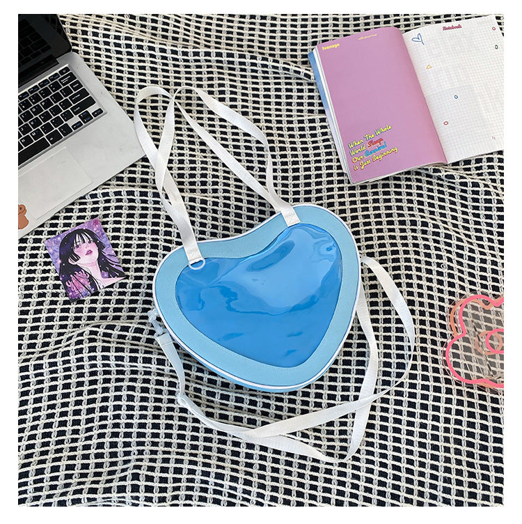 Simple Transparent Heart-Shaped Crossbody Bag for Women