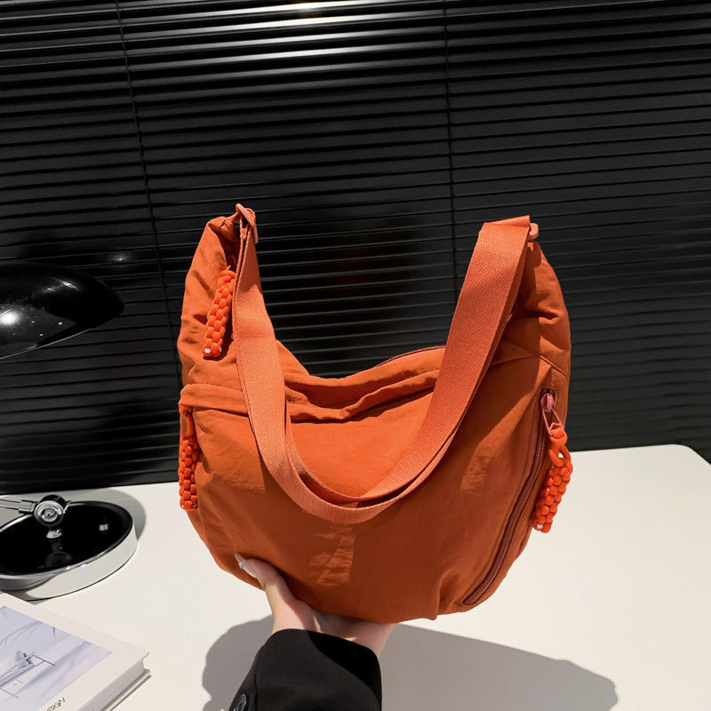 Nylon Washed Shoulder Bag – Large Capacity Crossbody for Women
