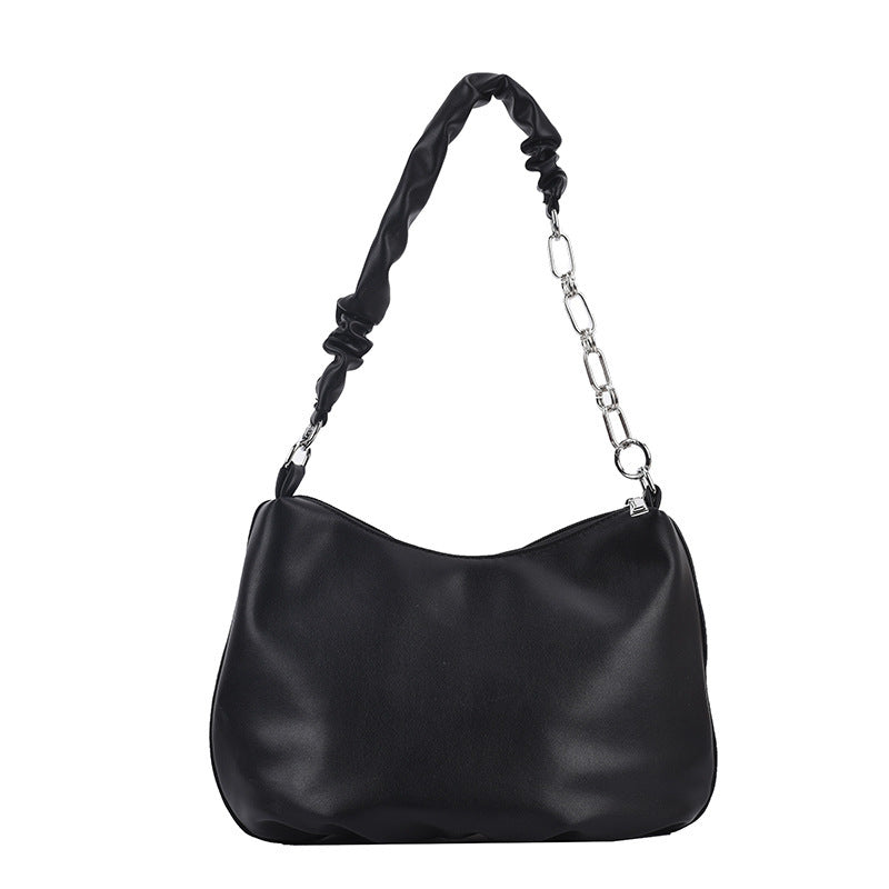 Trendy Pearl Chain Small Bag | Soft Leather Shoulder & Underarm Handbag