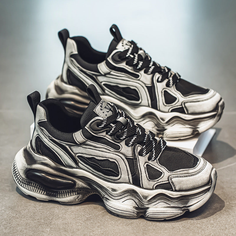 Men’s Brush Color Mesh Sneakers – Casual Height Increasing, Lightweight & Stylish Shoes