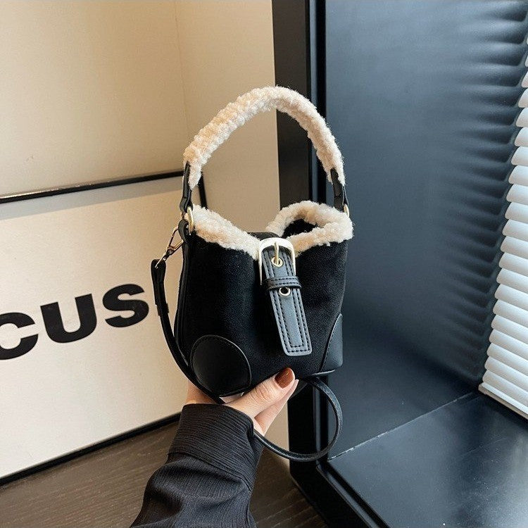 Women’s Plush Crossbody Bag – Casual Retro Shoulder Handbag