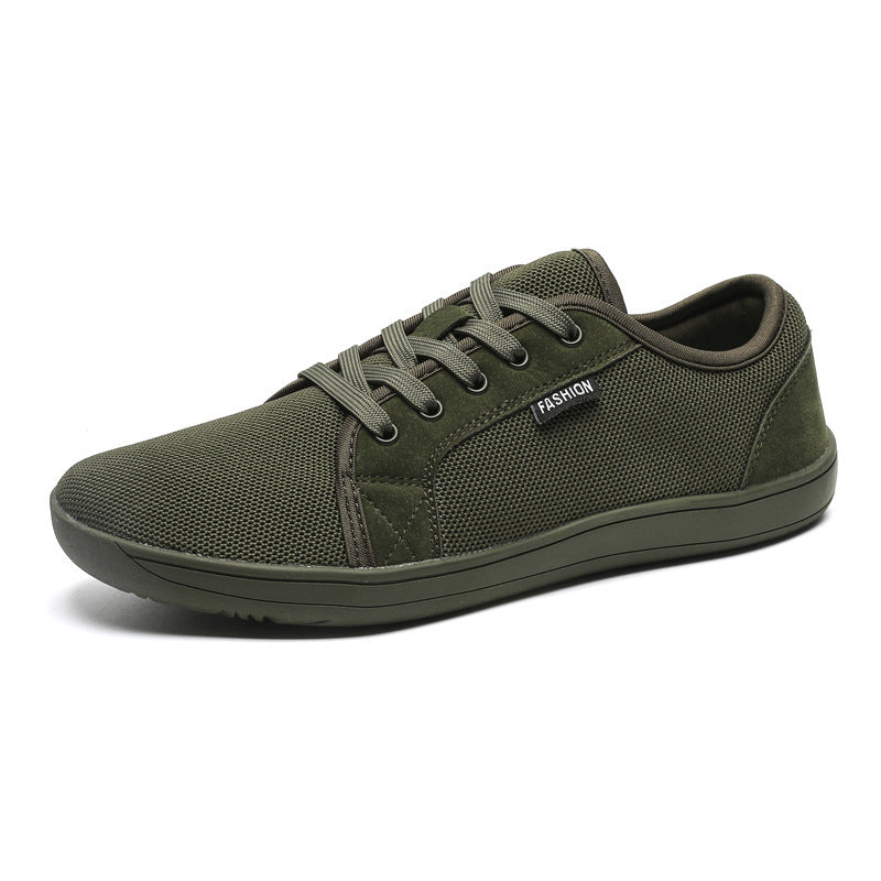 Men’s Low-Top Lace-Up Sneakers – Outdoor Non-Slip Wide Toe Casual Shoes