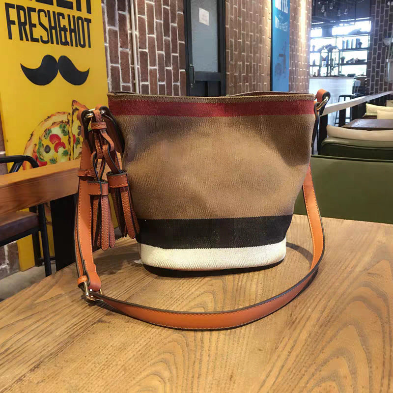 Striped Canvas Shoulder Bag – Fashion Tassel Women's Messenger Bag