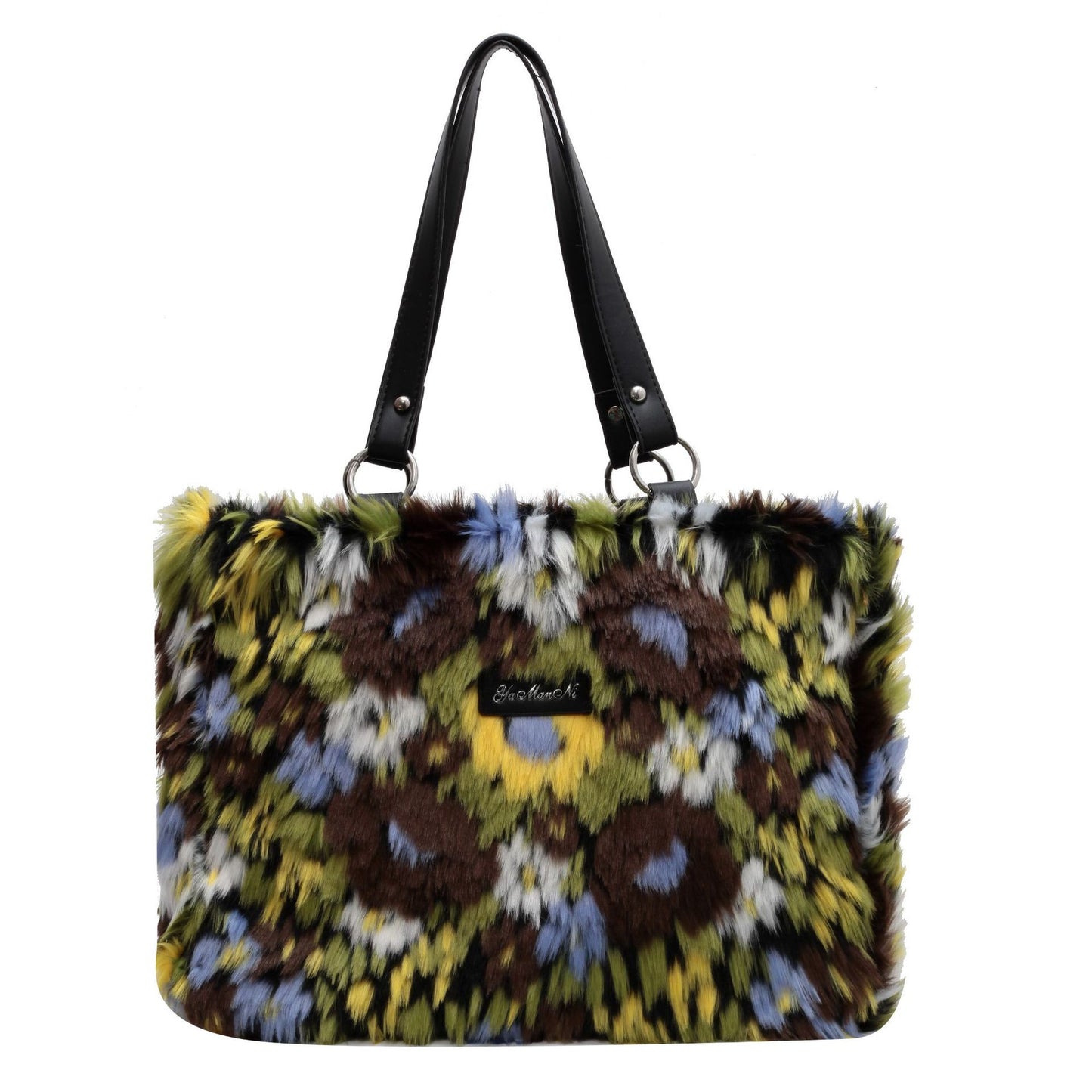Women’s Winter Plush Shoulder Bag – Floral Handbag